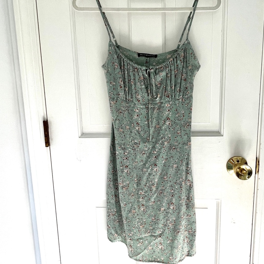 brandy melville moss green floral dress